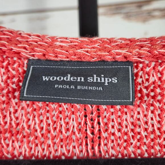 Wooden Ships Hi-low V-neck Sweater Vest Salmon Size S/M - Picture 3 of 4